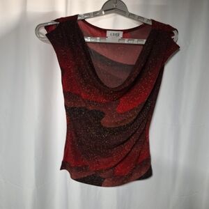 A. Byer Red and Black Glitter Top
